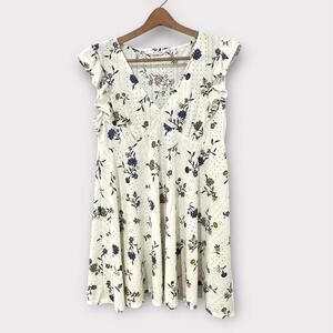 Springfield Womens Summer Dress White Floral Sleeveless Ruffles Short Size XL